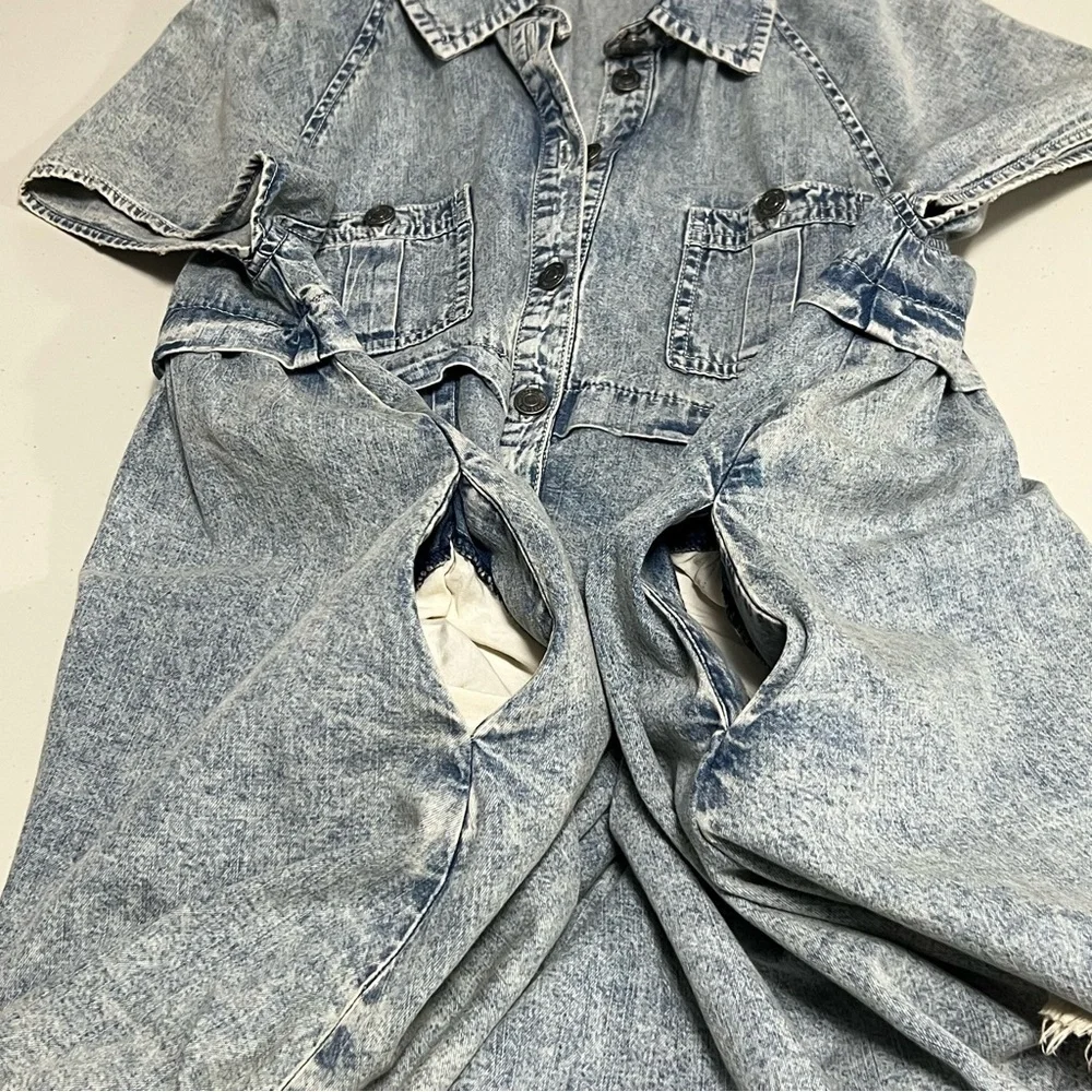 FREE PEOPLE Ronnie Denim Mini Dress In Worn In Wash - Picture 8 of 11